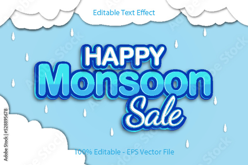 Happy Monsoon Sale 3D Emboss Cartoon Style design © Valiant15