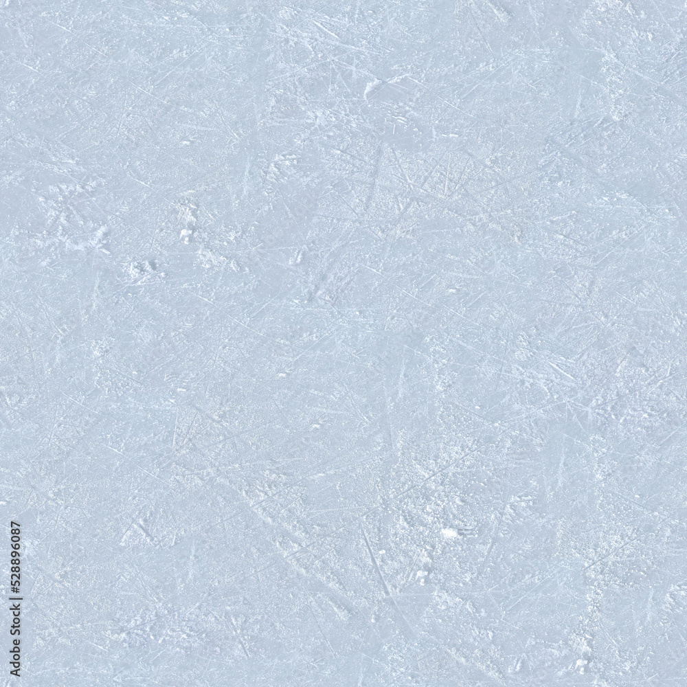 Seamless Ice Texture. Grey, transparent, hard material with scratches. Background for design, graphics, advertising, 3d. Empty space for inscriptions. An arena for hockey.