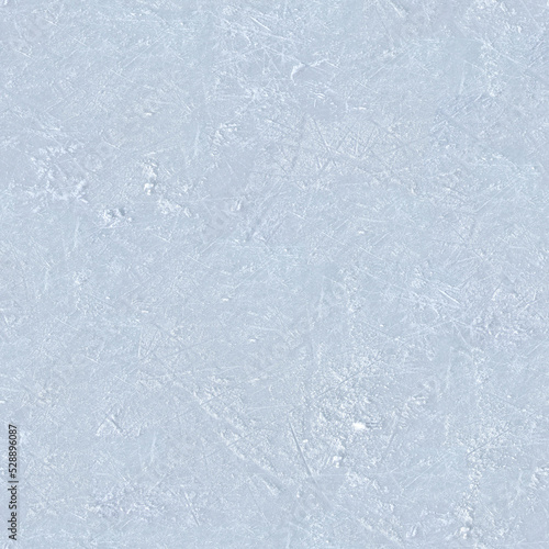 Seamless Ice Texture. Grey, transparent, hard material with scratches. Background for design, graphics, advertising, 3d. Empty space for inscriptions. An arena for hockey.