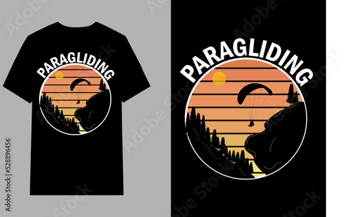 Paragliding T Shirt Design Landscape Retro Vintage