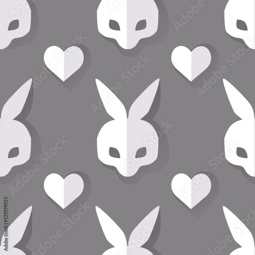 Seamless pattern holiday Easter in paper cutting style.