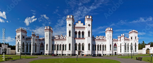 South-western facade of the Puslovsky Palace (Kossovo Castle). Kossovo. Ivatsevichi district. Brest region. Belarus photo