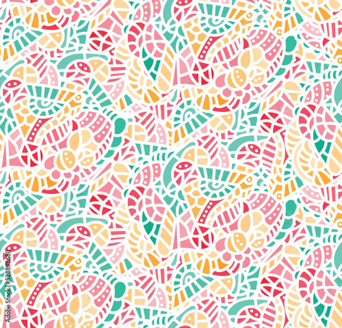 Seamless patchwork pattern vector. The pattern is in pastel colors.