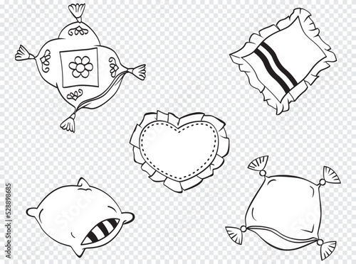 sketch vector illustration pillow, hand drawn white pillow