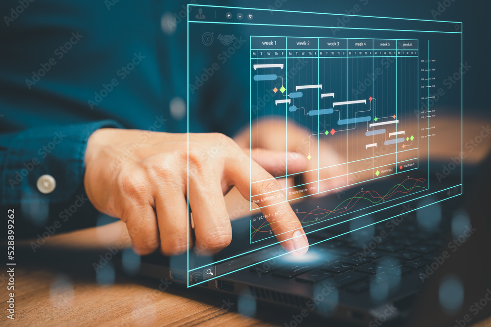Man working with technology computer in Business Analytics and Data ...