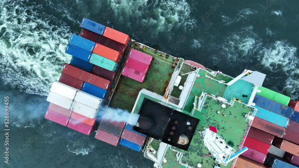 Smoke exhaust gas emissions from cargo container ship,Marine diesel