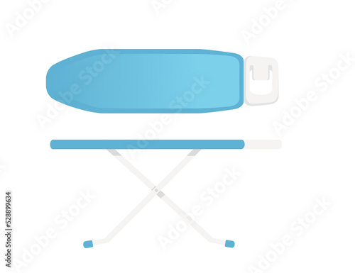 Metal ironing board with soft blue cover for hand ironing clothes vector illustration isolated on white background