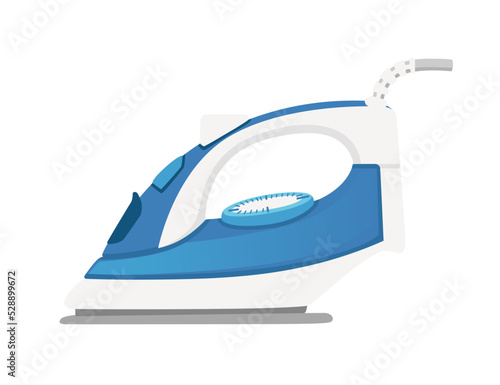Obraz na plátne Modern electric steam iron blue and white colors vector illustration isolated on