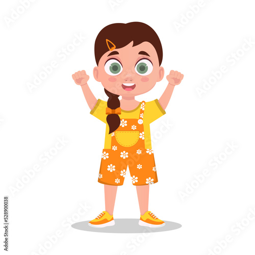 The child rejoices in victory. Vector illustration
