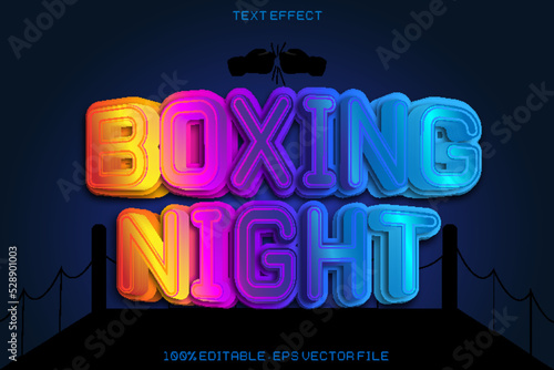 Boxing Night Editable Text Effect 3d Emboss Gradient Style Design