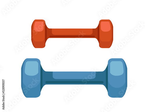 Blue and red dumbbells lightweight sport equipments for fitness exercise vector illustration isolated on white background