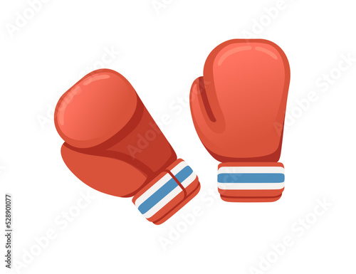 Red leather boxing gloves vector illustration isolated on white background
