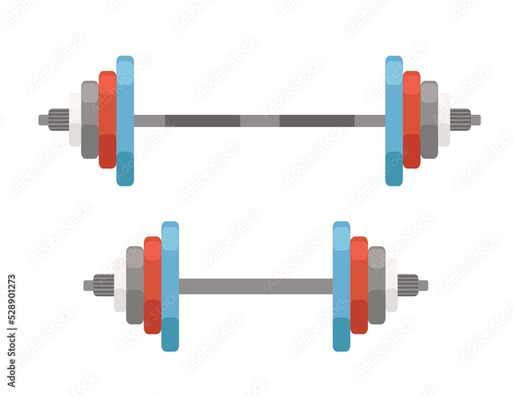 Two barbell dumbbell gym vector illustration isolated on white background Two barbell dumbbell gym vector illustration isolated on white background