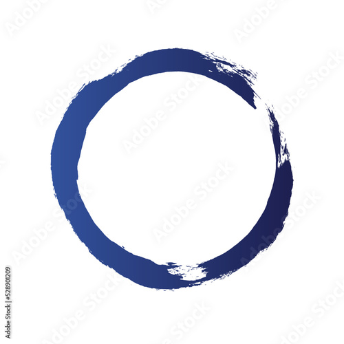 Circle ink brush stroke, black paint round frame, vector illustration