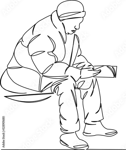 pensioner reading a book newspaper magazine