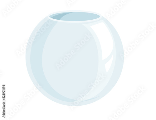 Empty fishbowl aquarium transparent glass vector illustration isolated on white background