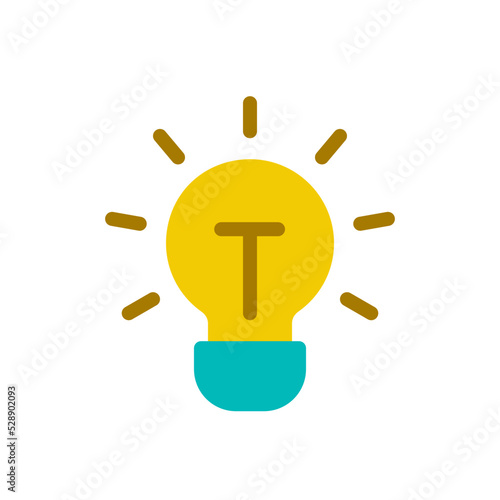 Brilliant idea flat color ui icon. Creative thinking. Innovation brainstorming. Sudden insight. Simple filled element for mobile app. Colorful solid pictogram. Vector isolated RGB illustration