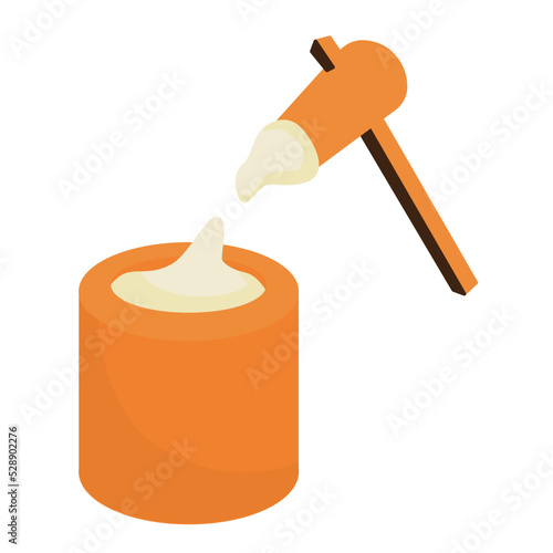 Vector illustration of mochi pounding. This is an event where Japanese people make traditional rice cakes to offer on New Year's Day.