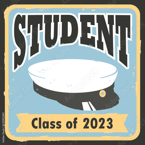 Graduation 2023, traditional Swedish "Studenten" caps, to celebrate the finish  from Gymnasium.  Vector Illustration