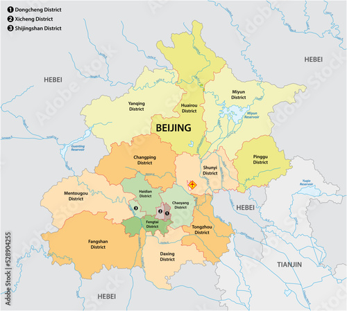 Map administrative divisions of the Chinese capital Beijing