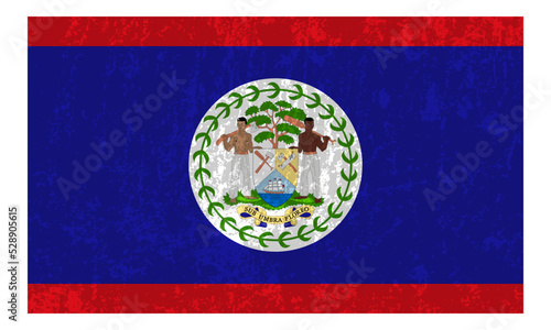 Belize grunge flag, official colors and proportion. Vector illustration.