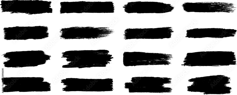 Set of brush stroke grunge texture ink and paint brushes on white background Set of brush stroke grunge texture ink and paint brushes on white background