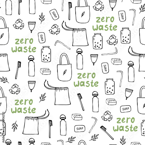 Zero waste concept. Seamless vector pattern.