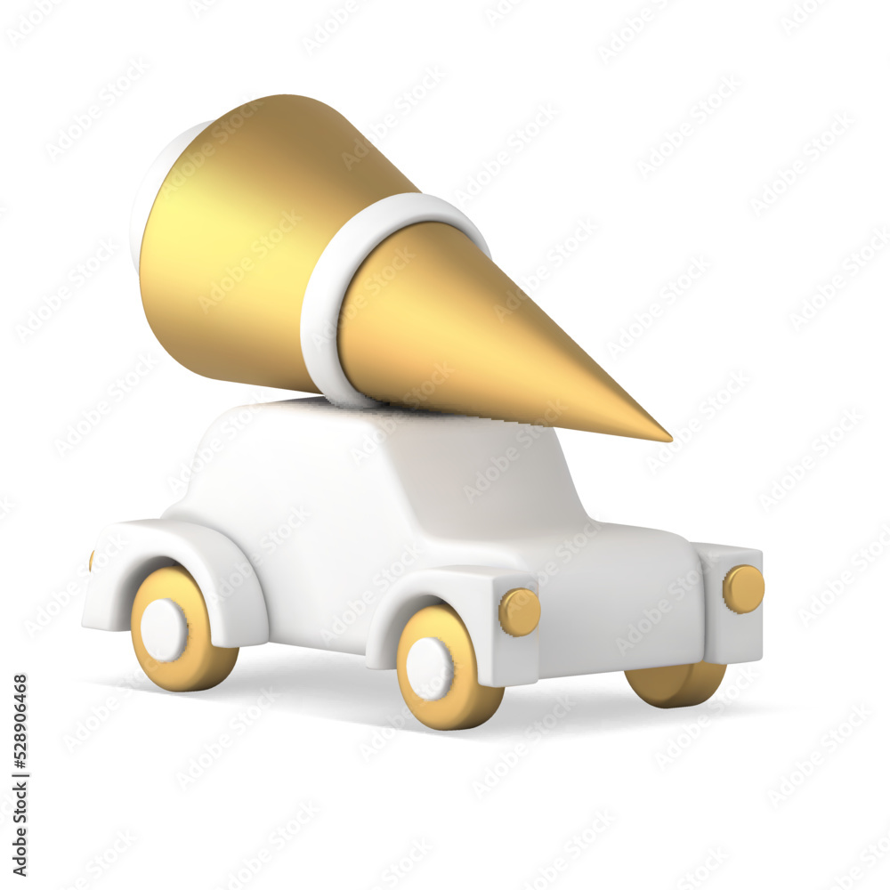 Expensive Christmas toy retro automobile with decorative spruce on rack holiday delivery vector Expensive Christmas toy retro automobile with decorative spruce on rack holiday delivery vector