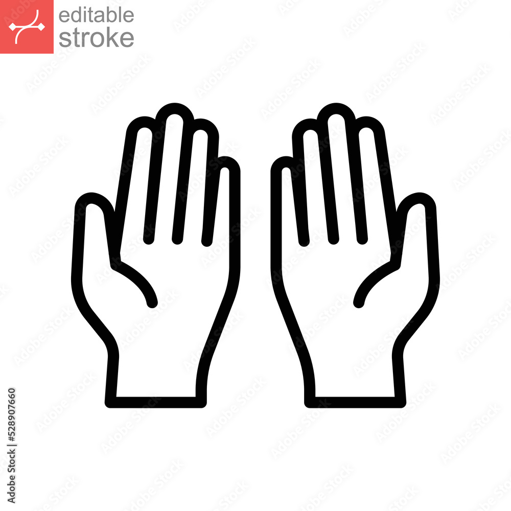 Prayer dua in ramadan, praying hands, muslim praying human hands islam symbols. Begging gesturing. outline style. Editable stroke. Vector illustration design on white background. EPS 10 Prayer dua in ramadan, praying hands, muslim praying human hands islam symbols. Begging gesturing. outline style. Editable stroke. Vector illustration design on white background. EPS 10