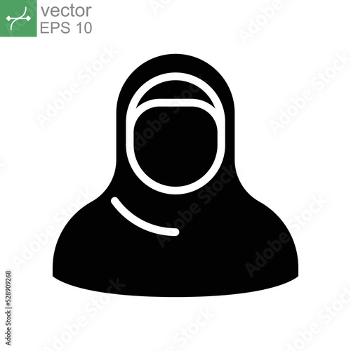 Female with hijab avatar icon.  Muslim woman profil. Girl with scarf logo. Islamic arabic style. Islam fashion. Vector illustration design on white background. EPS 10