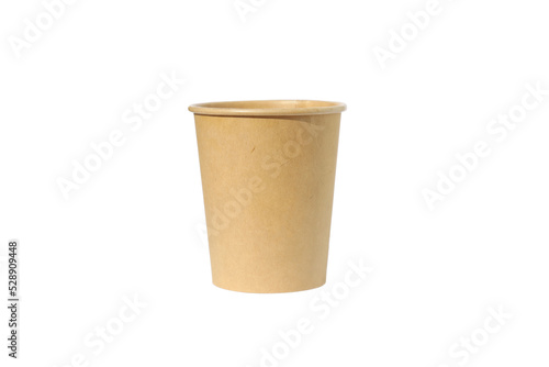 Blank kraft paper cup for ecology product design mock-up.