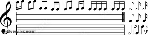 Musical notes set. Black musical note elements. Vector illustration.