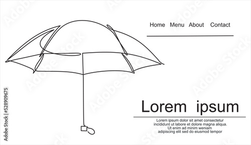 continuous line drawing of umbrella.Accommodation flat vector icon