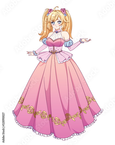 Vector illustration of anime princess