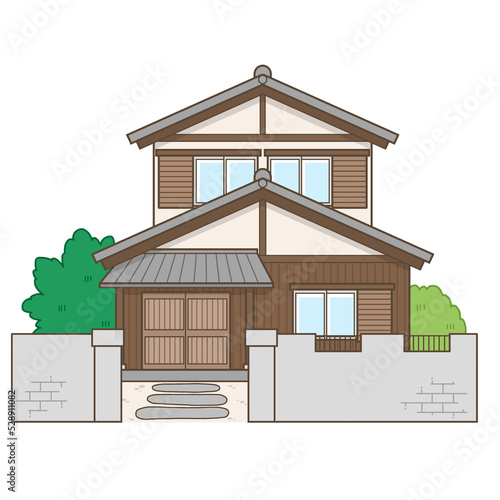 家　日本家屋　住宅　一軒家　イラスト