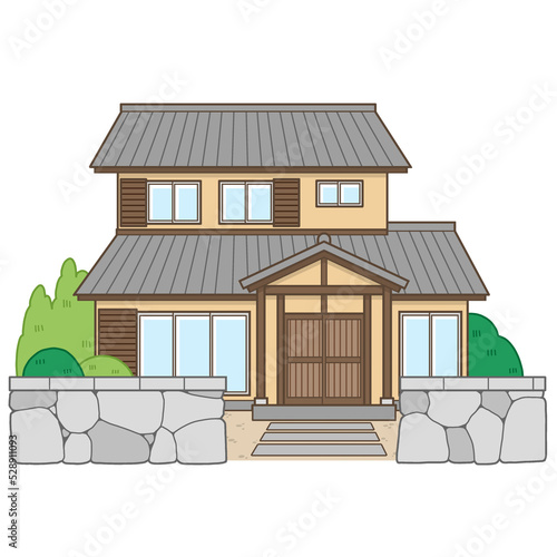 家　日本家屋　住宅　一軒家　イラスト