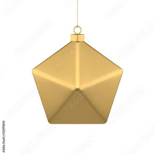 Classic metallic golden polygonal Christmas tree hanging bauble for festive winter holiday vector