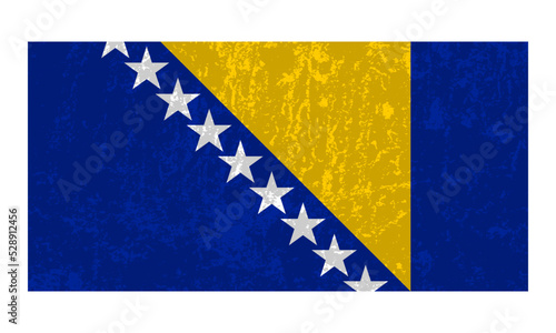 Bosnia and Herzegovina grunge flag, official colors and proportion. Vector illustration.