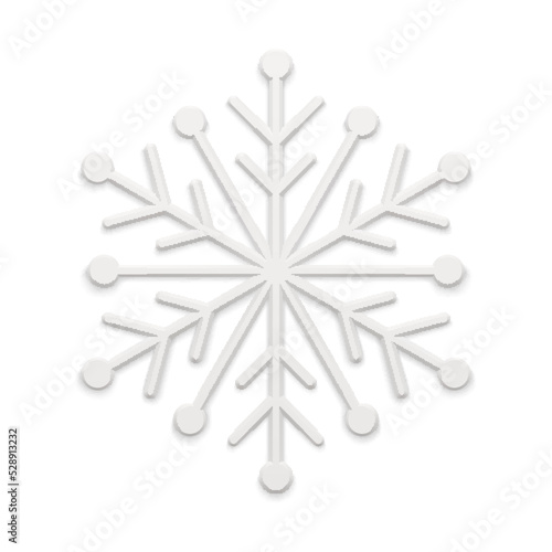 White elegant ornamental Christmas snowflake circled frozen pattern matte slim surface 3d vector