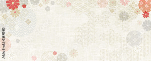 和柄と華やかな花のデザインの和紙素材