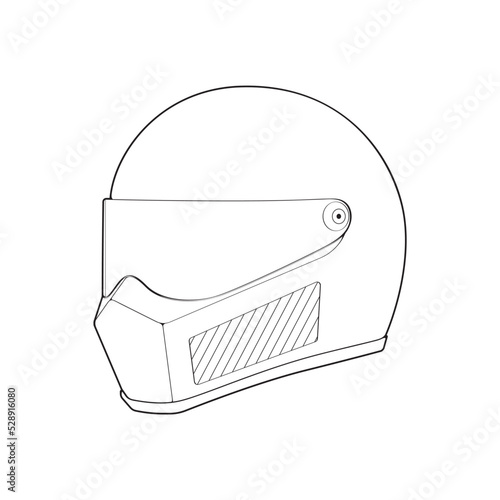 Template helmet full  face, line Art helmet Vector Illustration, Line art vector, helmet Vector
