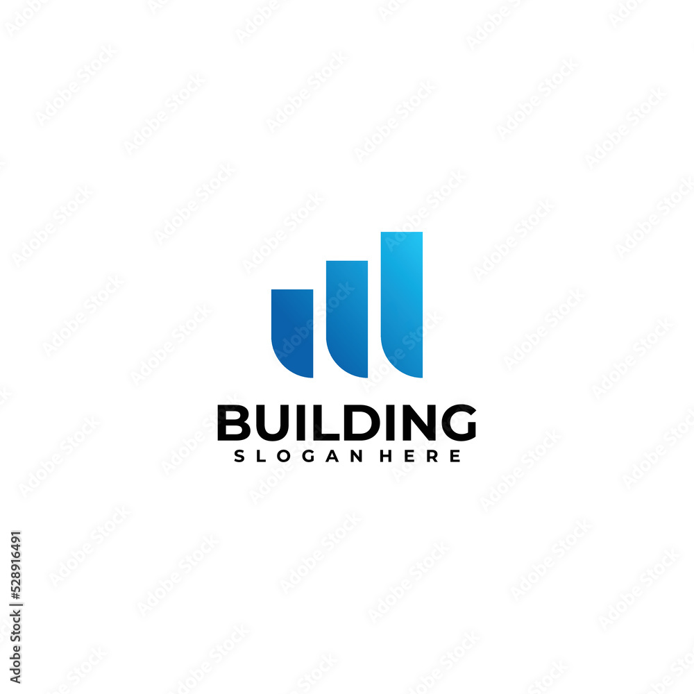 Alphabet letter icon logo W and building