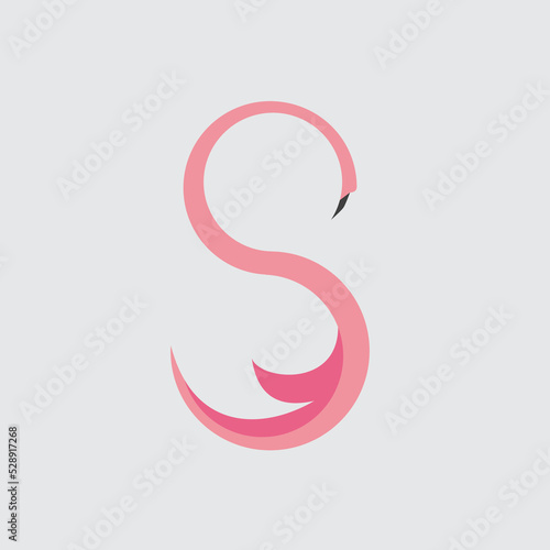 vector logo design of flamingo that forms the letter S can be used for company logos or for other products.
