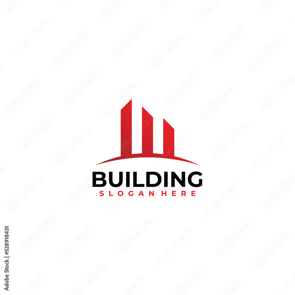 Alphabet letter icon logo W and building