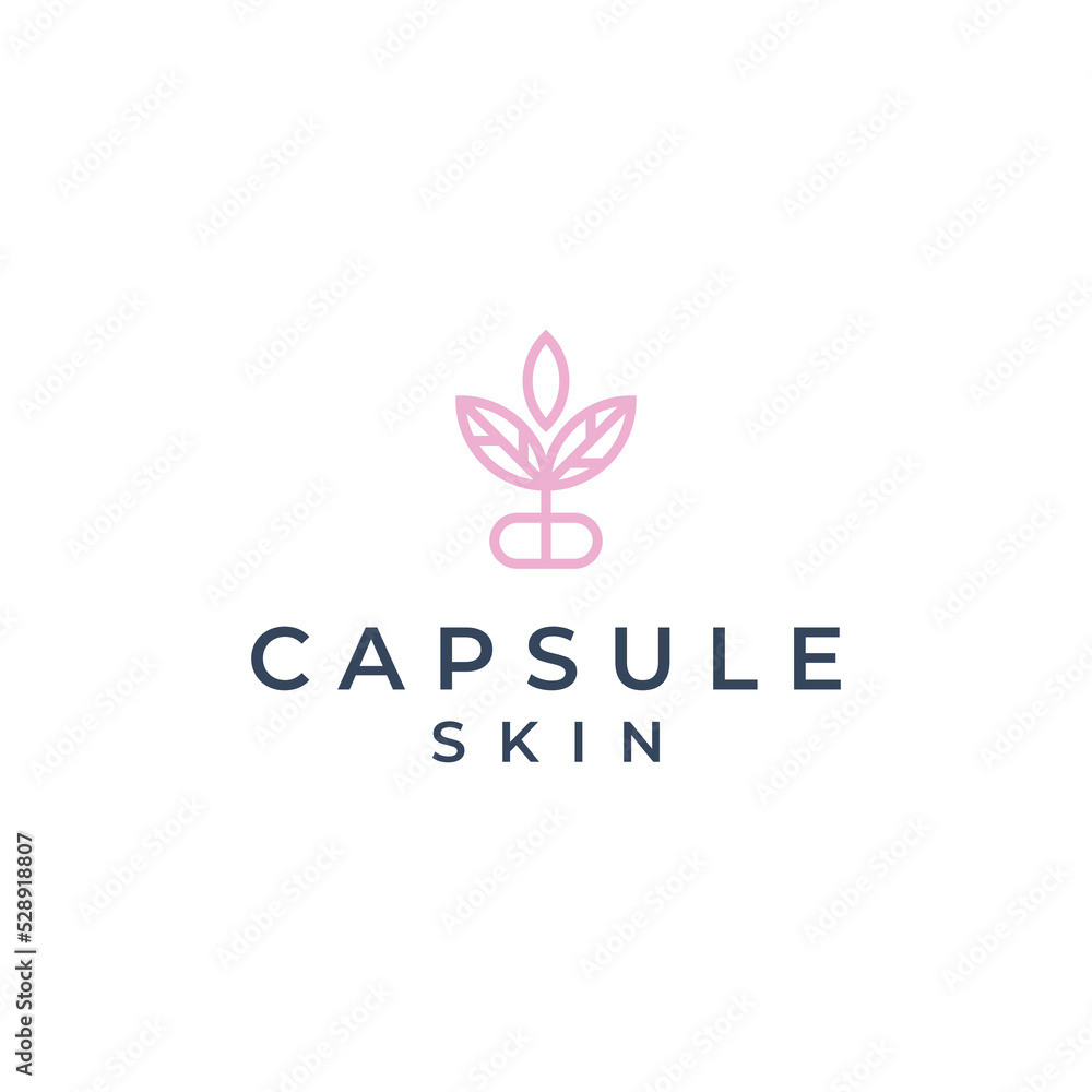 Capsule with Leaf Logo Skincare Vector Business Capsule with Leaf Logo Skincare Vector Business