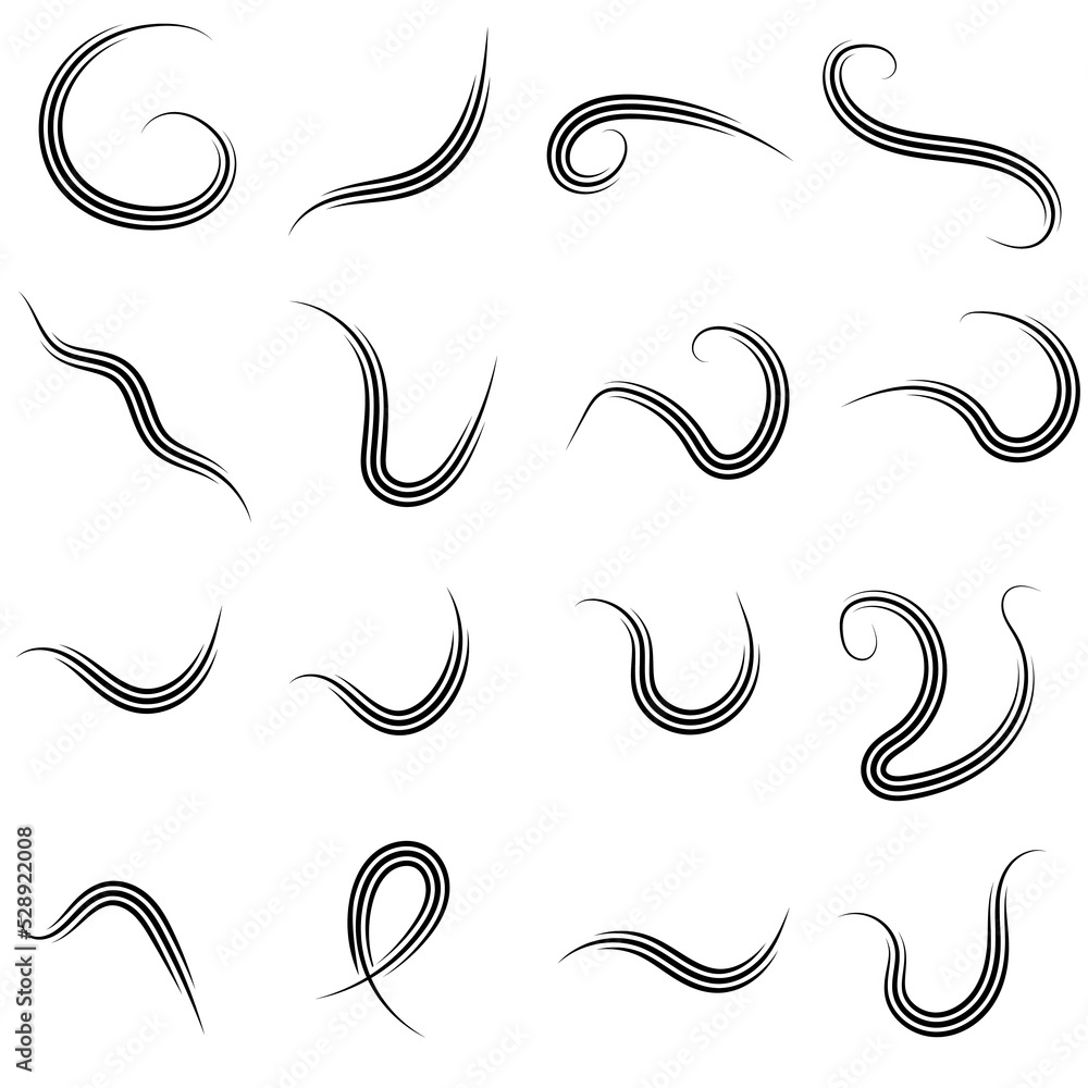 Logo template with smooth wavy stripes calligraphic graceful curve lines - obrazy, fototapety, plakaty 