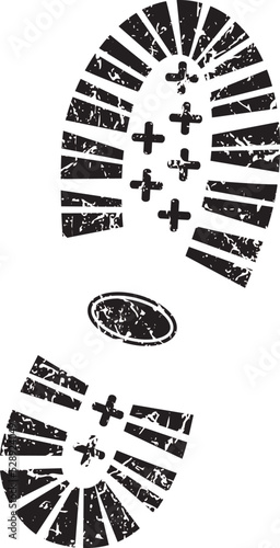 Black shoe print on white background