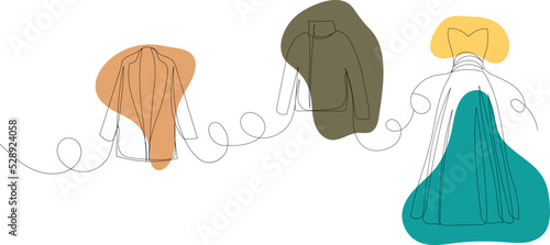 clothes drawing by one continuous line, vector