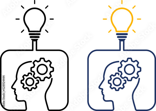 歯車と頭脳と電球のアイコン