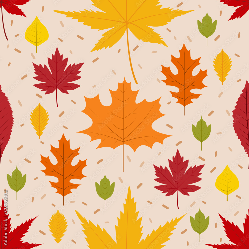 Fototapeta premium Autumn leaves seamless pattern. Autumn concept background. Vector design
